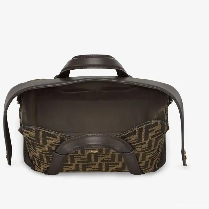 Affordable Fendi FF Motif In Brown 365 Fabric Bag Boston Medium 0212