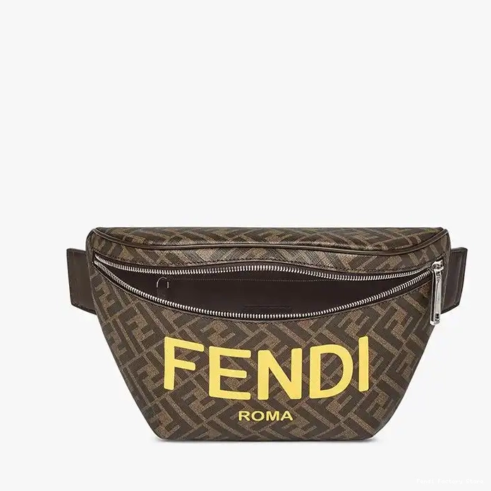 Cheap Motif Logo FF Fabric Brown In Belt Bag Fendi ROMA 0217