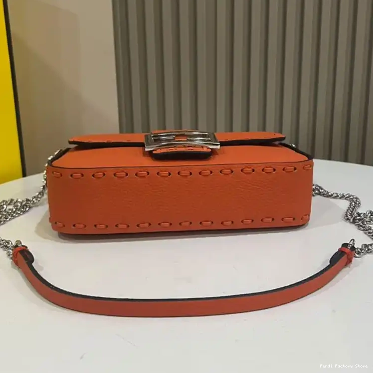 Affordable Bag Baguette Cuoio Mini Selleria Orange Fendi Leather Romano In 0213