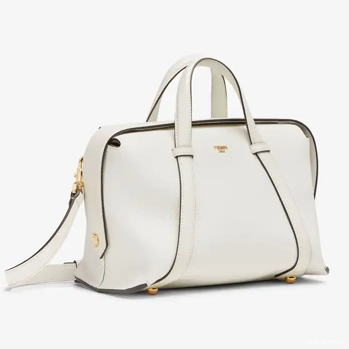 Cheap In 365 Medium White Leather Grained Bag Fendi Boston 0215