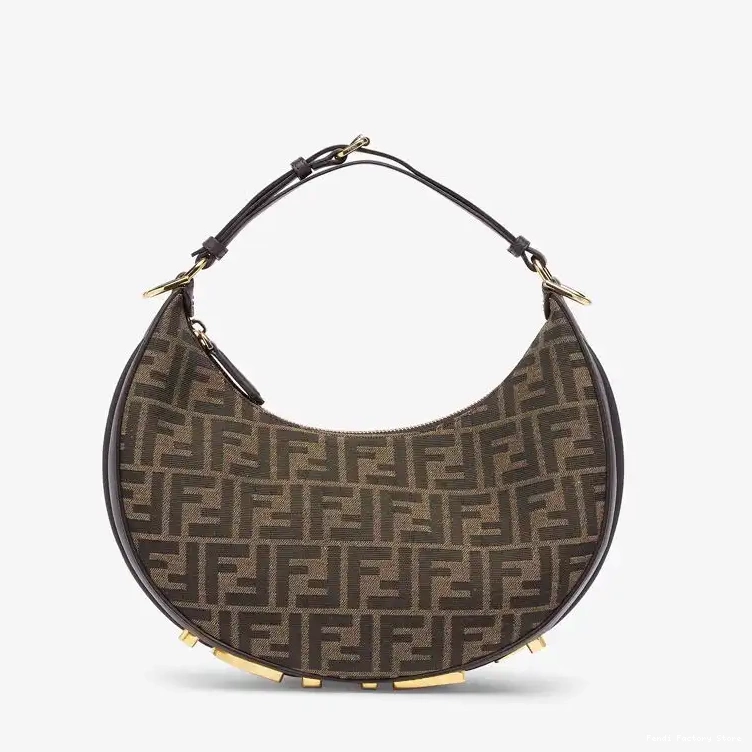 Affordable Motif Fabric Fendigraphy Hobo Fendi FF Small Brown Bag In 0223