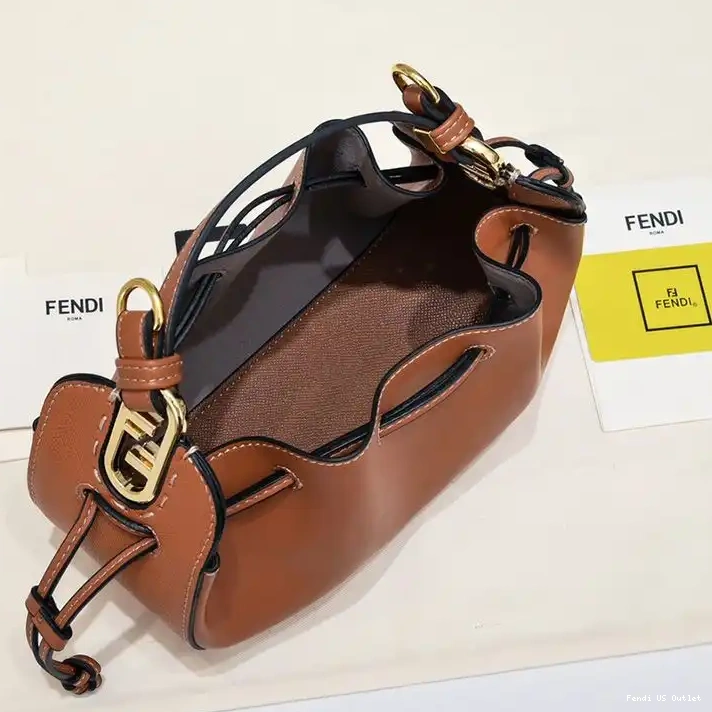 Affordable Bag Bucket In Pomodorino Leather Brown Fendi Calf Mini 0216