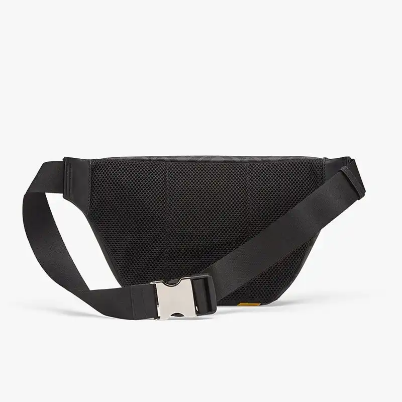 Affordable Fendi Belt Bag In FF Motif Fabric Black Yellow 0204