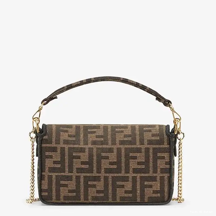 Cheap Baguette Fendi FF In Motif Brown Fabric Mini Bag 0224