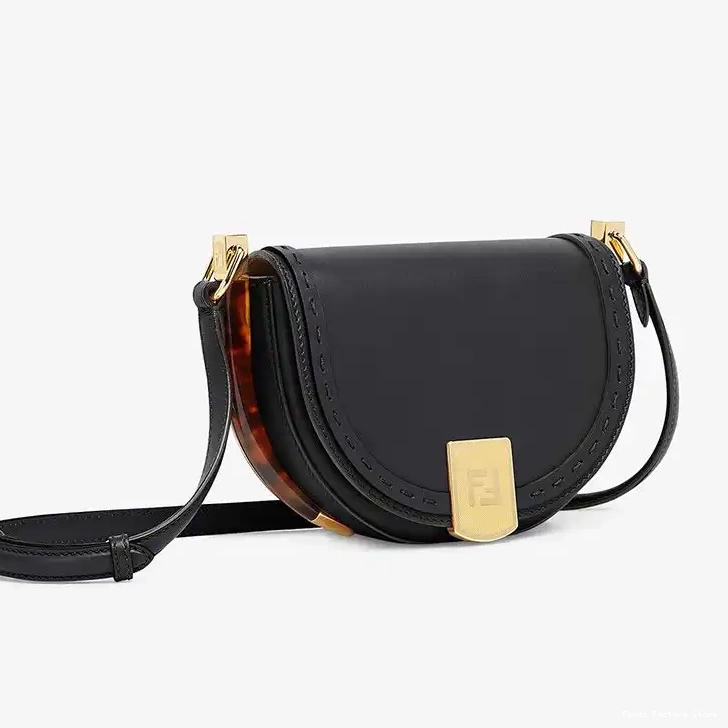 Cheap ROMA Calf Bag Moonlight Logo Leather Black Fendi In 0217