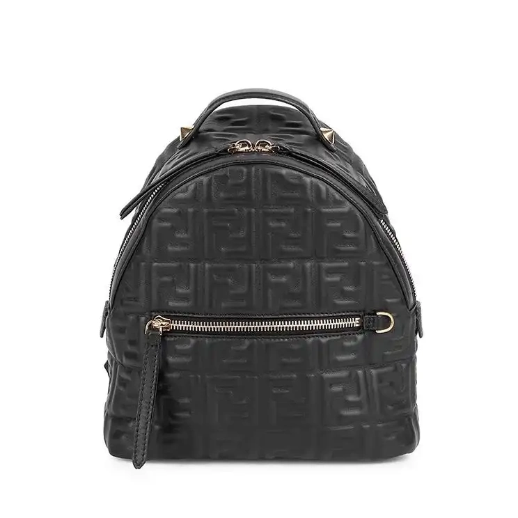 Affordable Nappa Backpack Mini Motif Fendi In Black FF Leather 0215