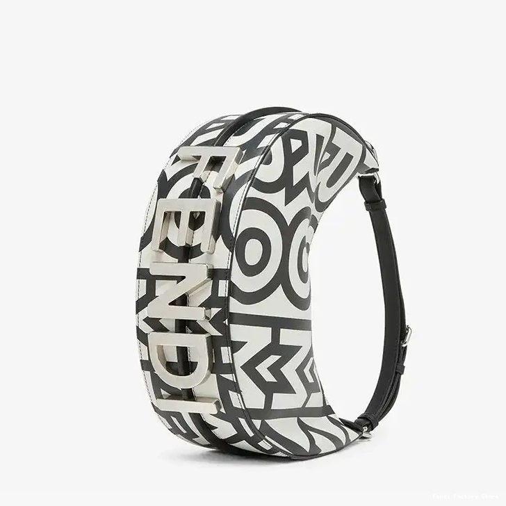 Cheap Black White Capsule Bag Roma In Fendigraphy Hobo Fendi Small Fendi Leather 0226