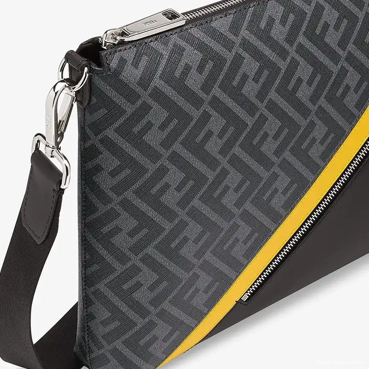 Affordable Fabric Messenger FF Fendi Slim Motif In Bag Black 0217