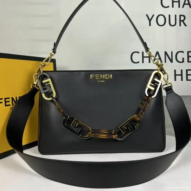 Cheap Calf Black Bag Leather Shoulder Zip O'Lock Fendi In 0212