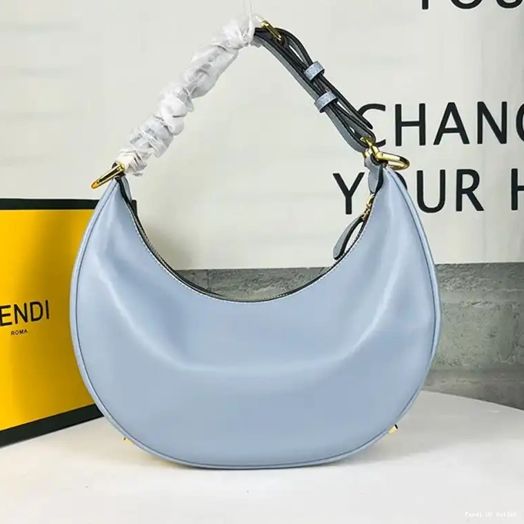 Cheap Calf Blue Fendigraphy Leather Sky Hobo Fendi Bag In Small 0220