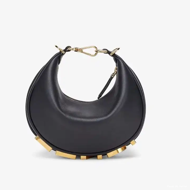 Cheap Leather Fendi Hobo Calf Fendigraphy In Black Mini Bag 0210