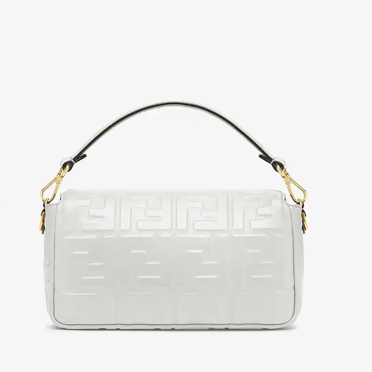 Cheap Baguette White In Medium FF Fendi Bag Nappa Leather Motif 0223