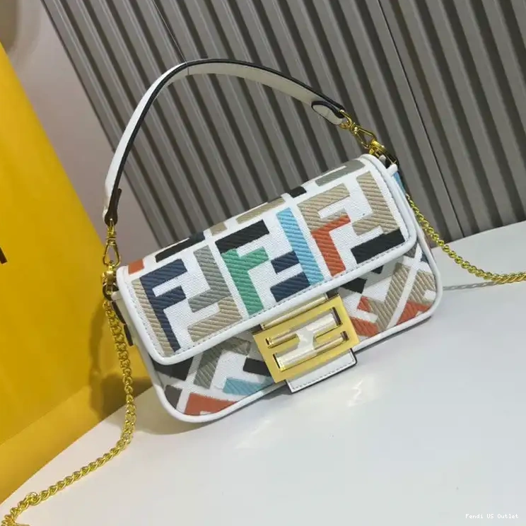 Cheap Baguette FF In Bag Fendi Motif Canvas Multi White Mini 0215