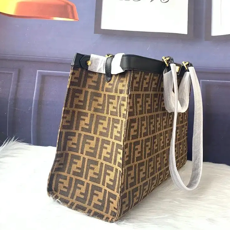 Affordable FF Black Coffee In X-Tote Fendi Peekaboo Fabric Medium Motif 0219