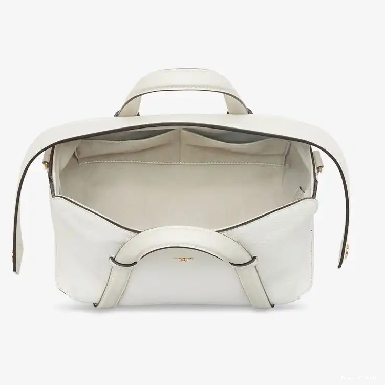 Cheap In 365 Medium White Leather Grained Bag Fendi Boston 0215