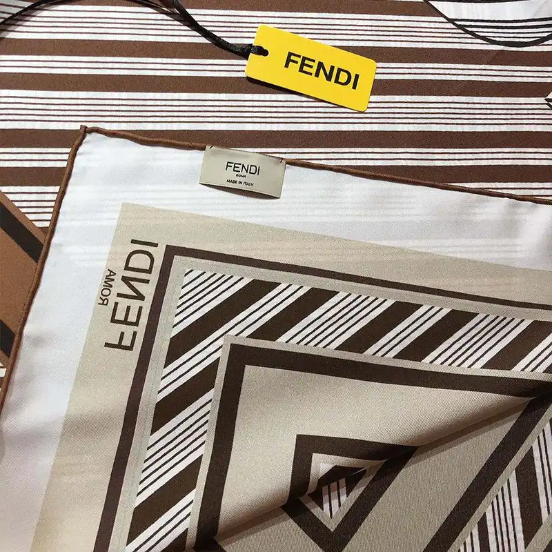 Affordable Fendi Square Scarf In Fendi Roma Stripes Motif Silk brown 0205