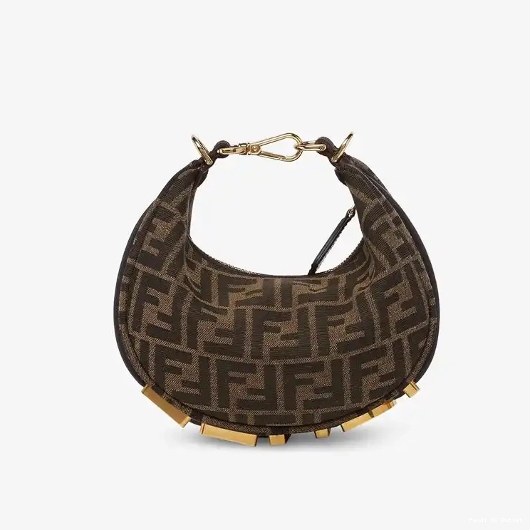 Cheap Bag Brown FF Fabric Fendigraphy In Fendi Motif Hobo Mini 0220