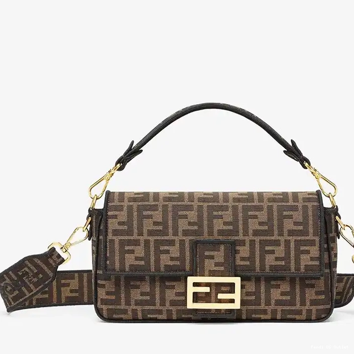 Affordable FF Bag Brown Medium Fendi Fabric In Motif Baguette 0222