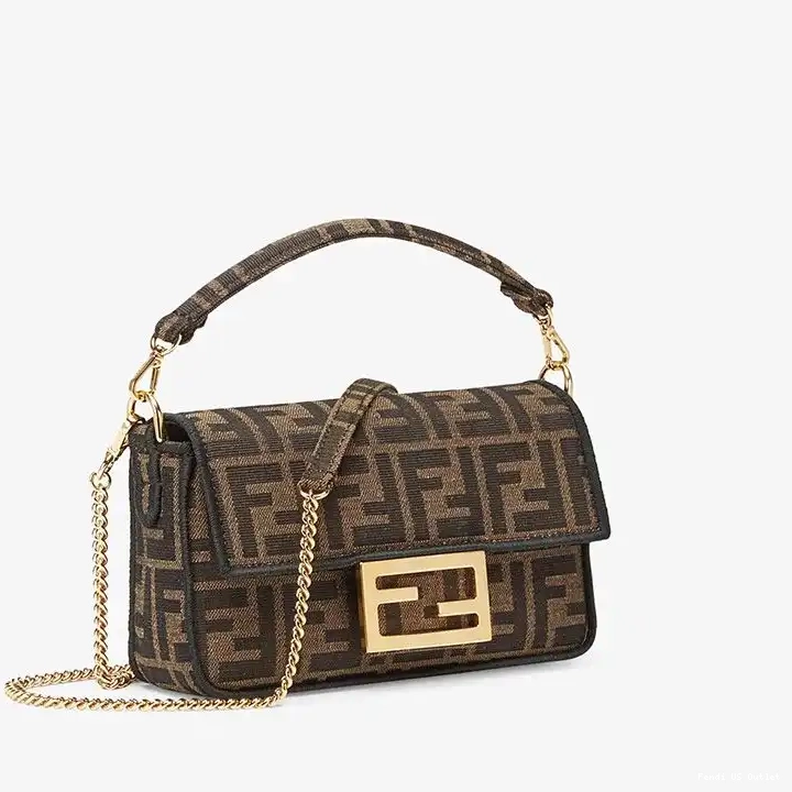 Cheap Baguette Fendi FF In Motif Brown Fabric Mini Bag 0224