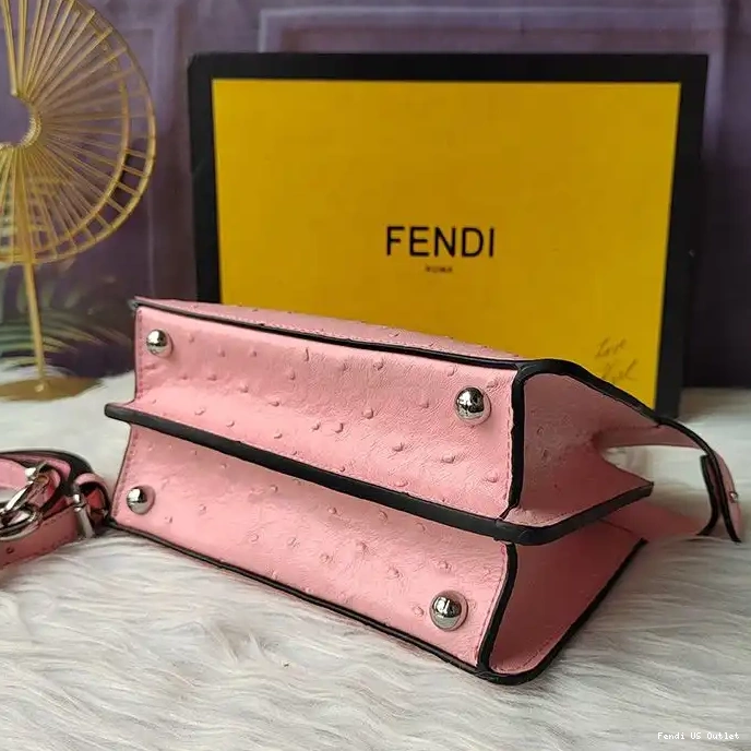 Cheap Bag Leather In Pink Peekaboo Fendi Petite Ostrich ISeeU 0212