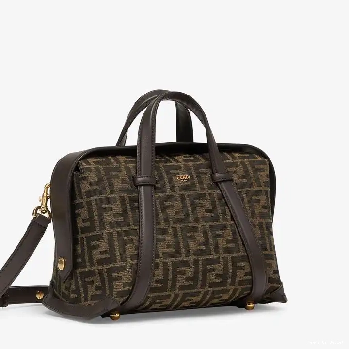 Affordable Motif In Bag Brown Fendi Fabric Boston FF 365 Medium 0219