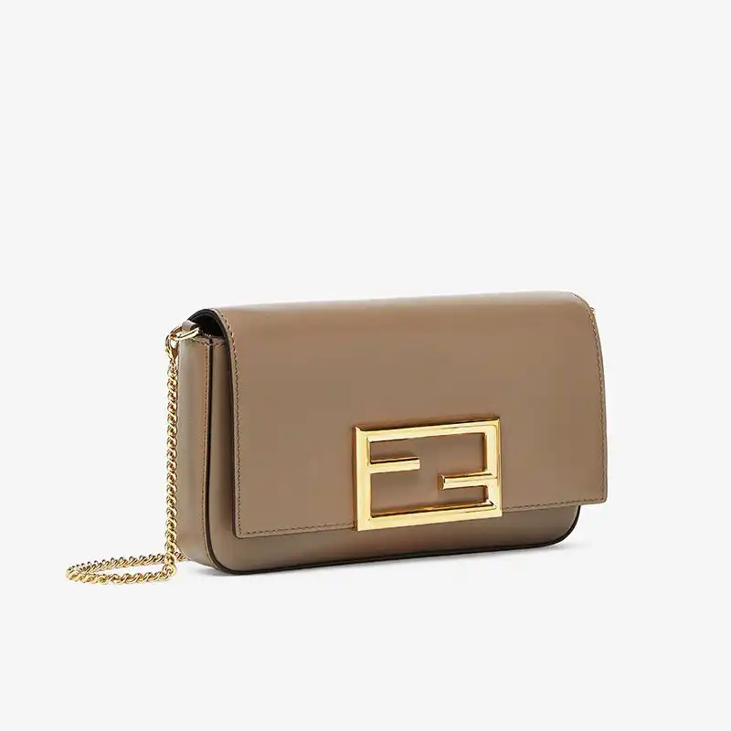 Affordable Fendi FF Wallet On Chain With Pouches In Calf Leather Grey 0206