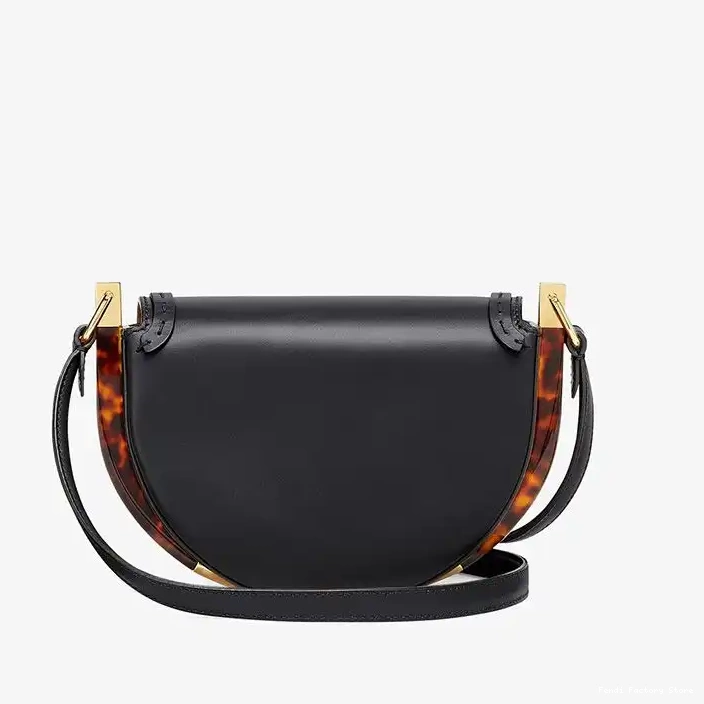 Cheap ROMA Calf Bag Moonlight Logo Leather Black Fendi In 0217