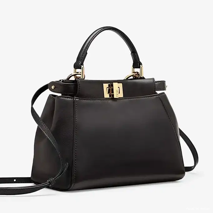 Affordable Nappa Iconic Mini Fendi In Leather Peekaboo Black Handbag 0219