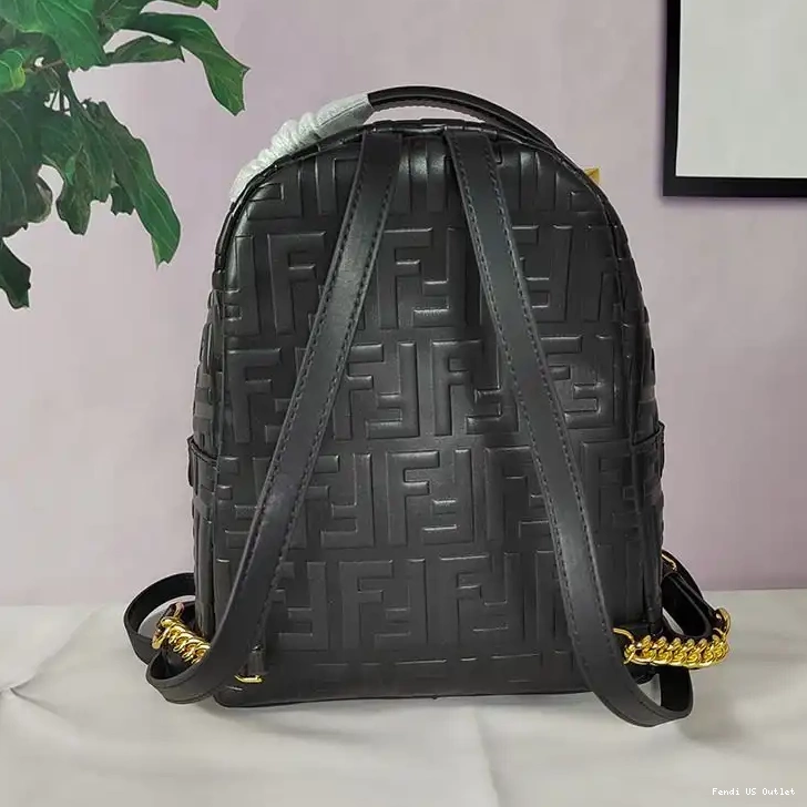 Affordable Nappa Backpack Mini Motif Fendi In Black FF Leather 0215