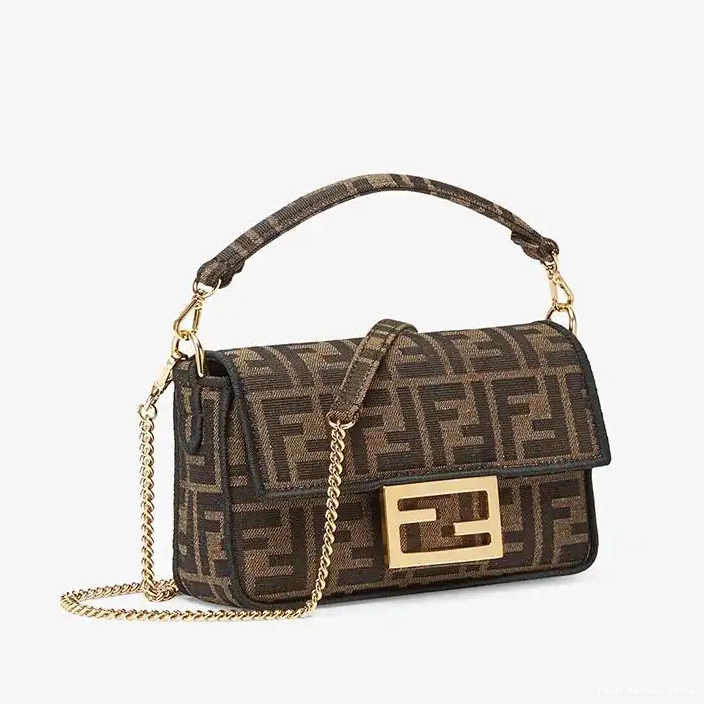 Cheap Fabric Fendi FF Bag Motif Mini Baguette Brown In 0217