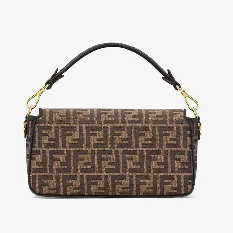 Affordable FF Fendi Fabric Baguette Medium Bag Brown In Motif 0210