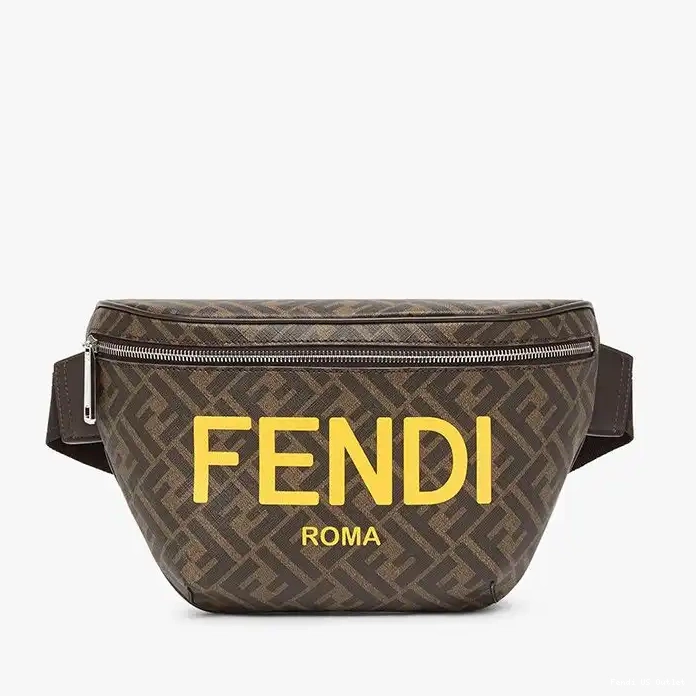 Cheap In Belt Fabric Bag Logo FF Fendi Motif Brown ROMA 0211