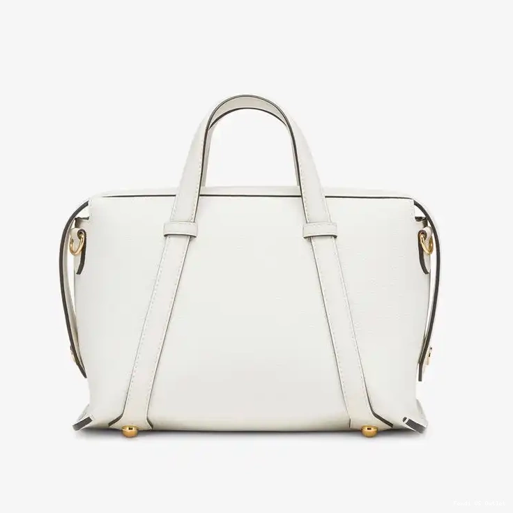 Cheap In 365 Medium White Leather Grained Bag Fendi Boston 0215