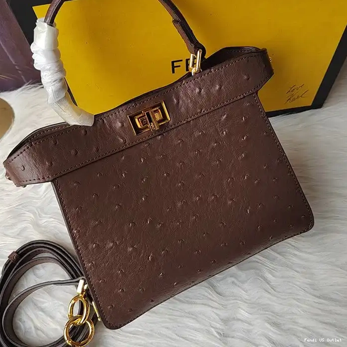 Affordable Petite Fendi In Leather Bag ISeeU Ostrich Peekaboo Coffee 0224