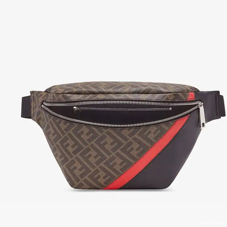 Affordable Belt Brown Motif FF Fabric In Red Bag Fendi 0225