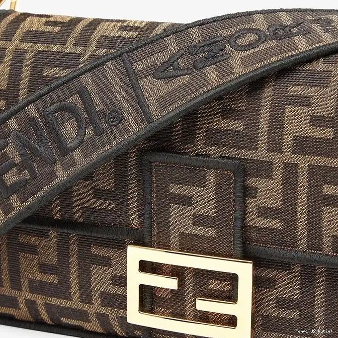 Affordable FF Bag Brown Medium Fendi Fabric In Motif Baguette 0222