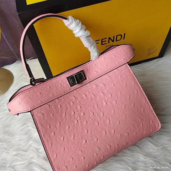 Cheap Bag Leather In Pink Peekaboo Fendi Petite Ostrich ISeeU 0212