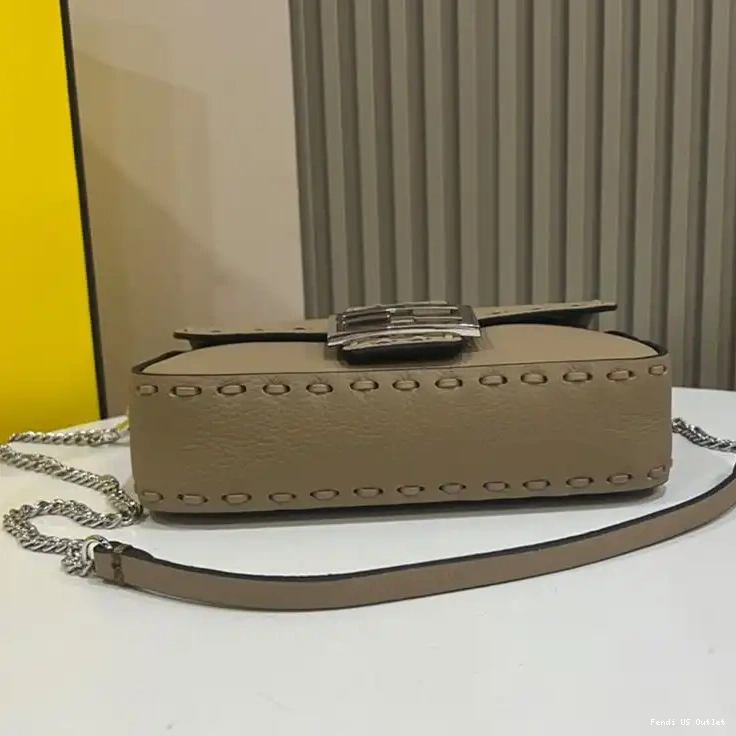 Cheap Cuoio Mini Baguette Fendi Bag Romano Khaki Leather In Selleria 0226