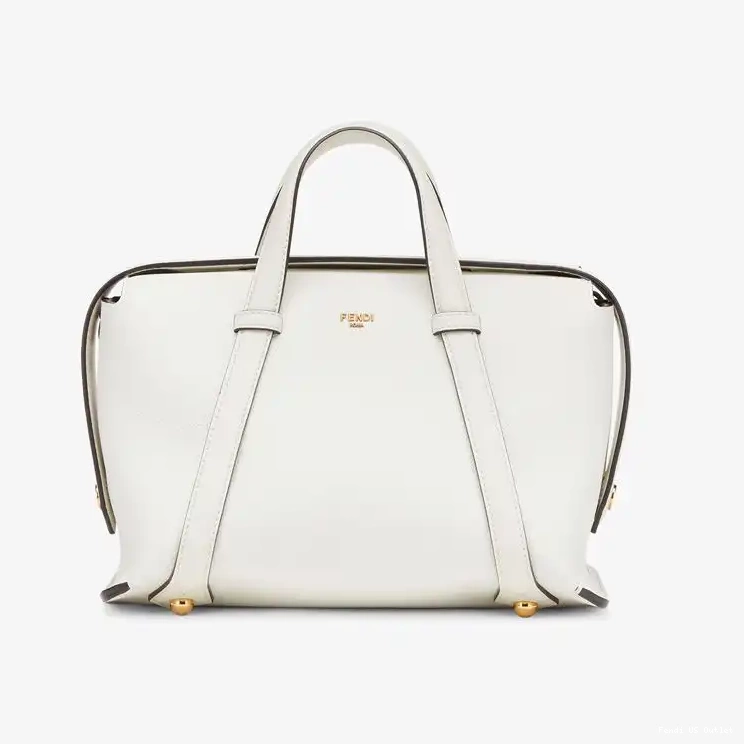 Cheap In 365 Medium White Leather Grained Bag Fendi Boston 0215