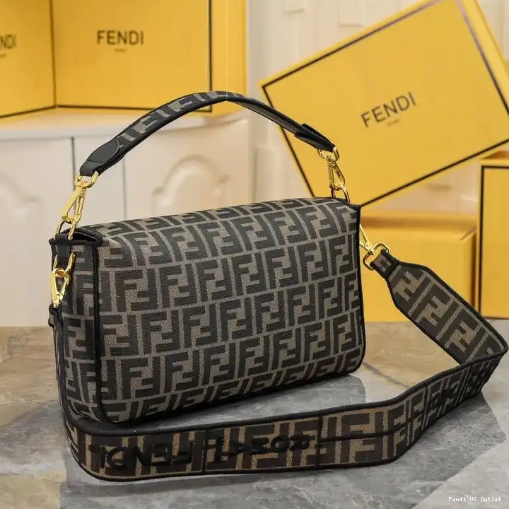 Affordable Large In Fendi Brown Baguette FF Fabric Bag Motif 0210