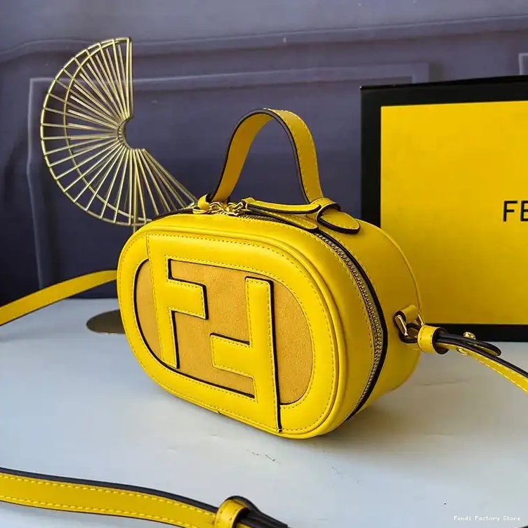 Cheap Calf Leather Mini Yellow In Camera Fendi O'Lock Case 0211