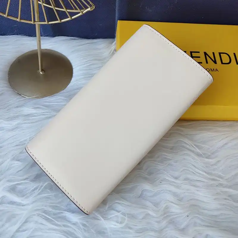 Affordable Fendi Continental Wallet In ROMA Logo Calf Leather White 0206