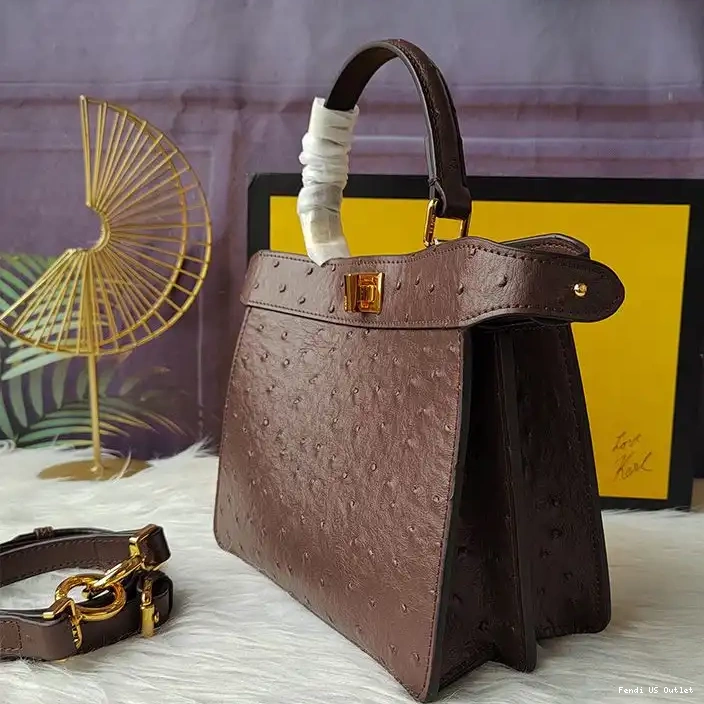 Affordable Petite Fendi In Leather Bag ISeeU Ostrich Peekaboo Coffee 0224