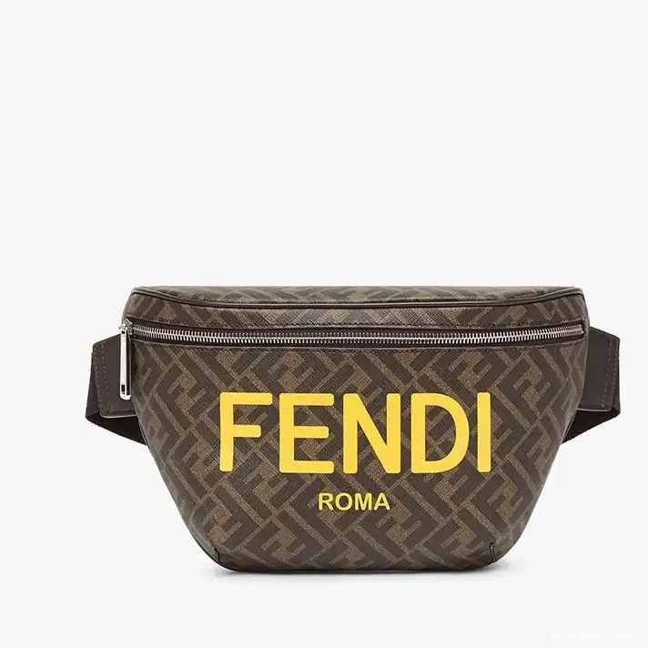 Cheap Motif Logo FF Fabric Brown In Belt Bag Fendi ROMA 0217