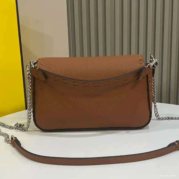 Affordable Leather Baguette Cuoio In Selleria Brown Bag Fendi Mini Romano 0217