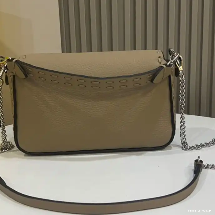 Cheap Cuoio Mini Baguette Fendi Bag Romano Khaki Leather In Selleria 0226