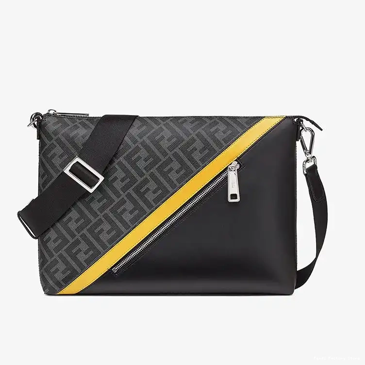 Cheap Fendi FF Black Fabric In Bag Messenger Motif Slim 0219