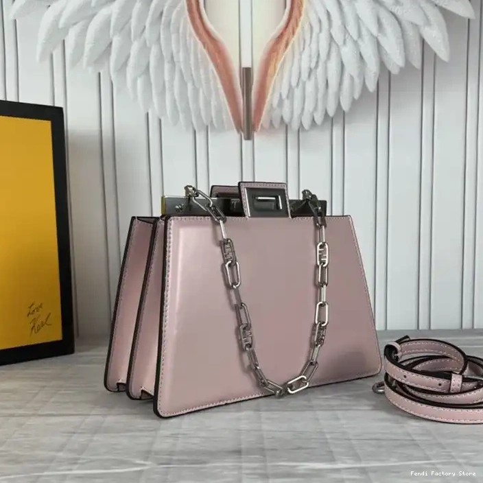 Affordable Peekaboo Calf Cherry Cut Leather Bag Fendi In Mini 0212