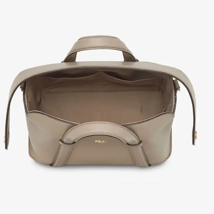 Affordable Boston In Bag Leather Fendi 365 Grained Grey Medium 0217