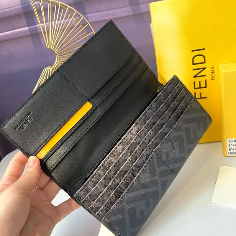 Affordable Fendi Continental Wallet In FF Motif Fabric Black 0206